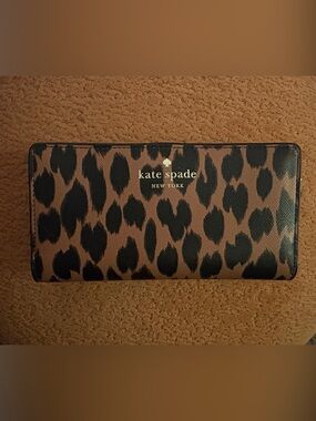 kate spade Brown and Black Leopard Continental Wallet